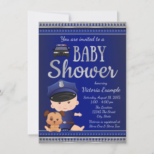 Polizei-Baby-Shower-Einladung Einladung (Vorderseite)