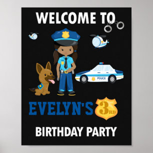 Polizei begrüßt Party-Zeichen Girl Polizei Abzeich Poster