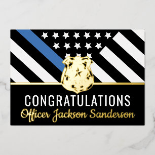 Polizei Blaue Linie Gratulations-Ruhestands-Karte Folieneinladung