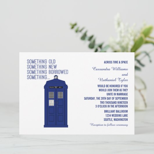 Polizei Box Wedding Invite v1 Einladung (Stehend Vorderseite)