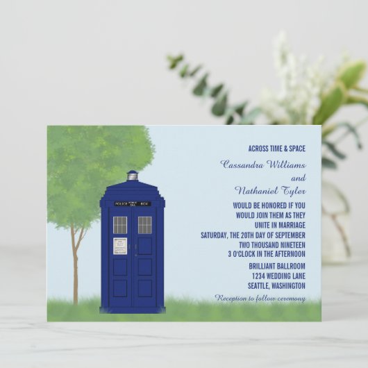 Polizei Box Wedding Invite v4 Einladung (Stehend Vorderseite)