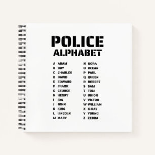 Polizei Buchstabiertafel Notizbuch