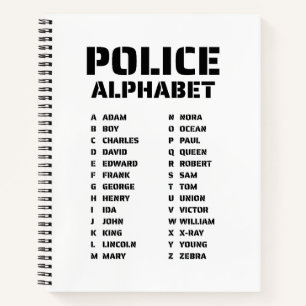 Polizei Buchstabiertafel Spiralblock Notizblock