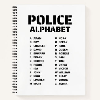 Polizei Buchstabiertafel Spiralblock Notizblock