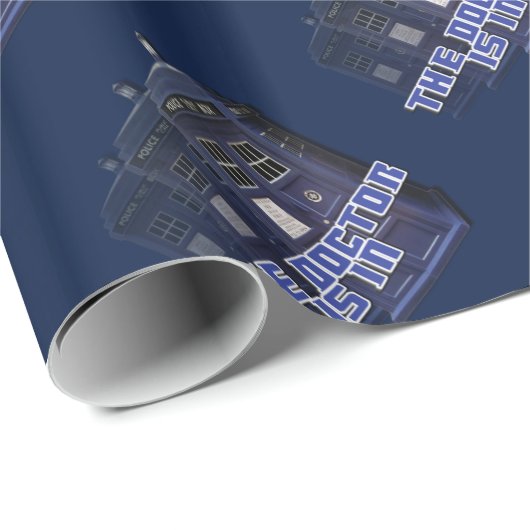 Polizei-Call-Box-Wrapping Paper 2 Geschenkpapier (Rolleneckpunkt)