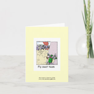 Polizei Cartoon Fliegenklatsch-Team auf Grußkarte Karte