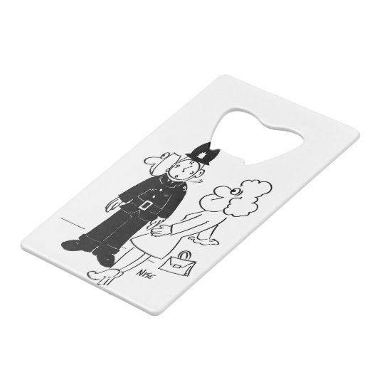 Polizei Constable Kuckoo Uhr Helm Geldbeutel Flaschenöffner (Rückseite Schrägansicht)