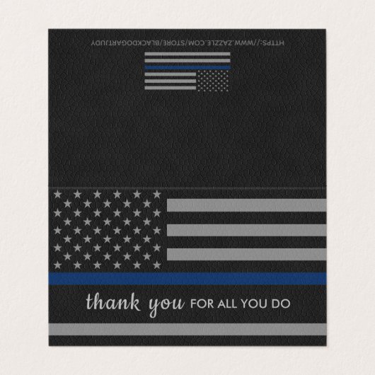 Polizei dankt Ihnen Thin Blue Line Strafverfolgung Visitenkarten (Außenseite Aufgefaltet)