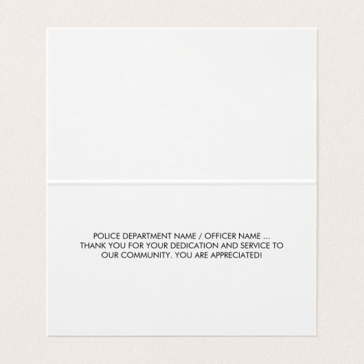 Polizei dankt Ihnen Thin Blue Line Strafverfolgung Visitenkarten (Innenseite Aufgefaltet)