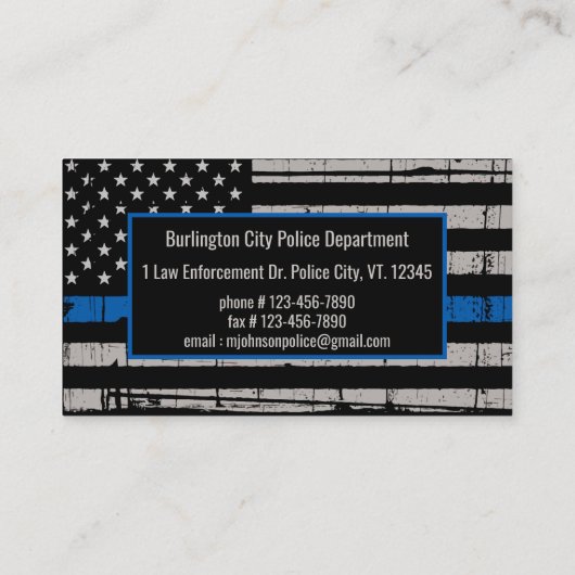 Polizei der Abteilung Rechtsdurchsetzung der Thin Visitenkarte (Rückseite)