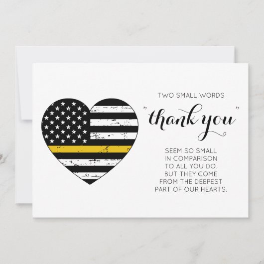 Polizei-Dispatcher 911 Thin Gold Line Herz Dankeskarte (Vorderseite)