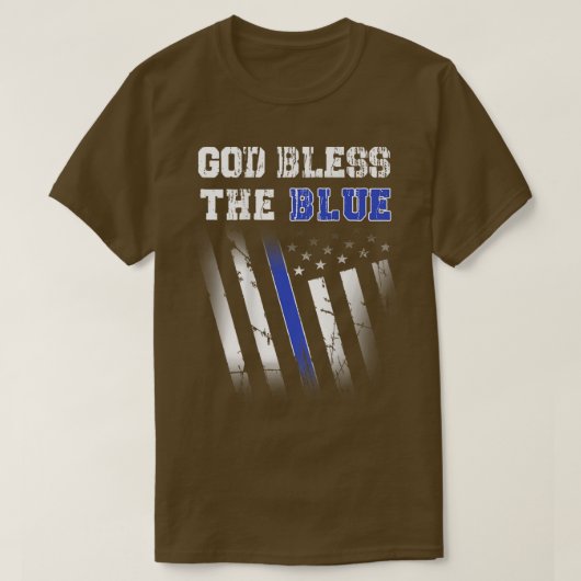 Polizei dünn blaue Linie, Gott segne den blauen Dr T-Shirt (Design vorne)