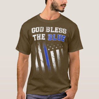 Polizei dünn blaue Linie, Gott segne den blauen Dr T-Shirt