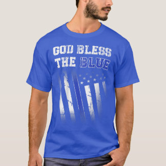 Polizei dünn blaue Linie, Gott segne den blauen Dr T-Shirt