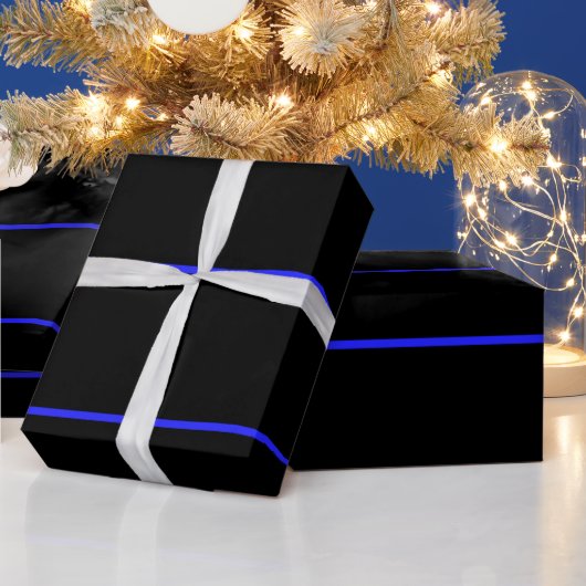 Polizei für Strafverfolgung dünne blaue Linie Geschenkpapier (Feiertage)