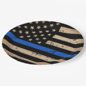 Polizei für Strafverfolgung dünne blaue Linie Papi Pappteller (Schrägansicht)