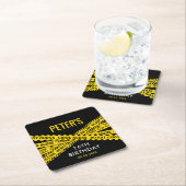 Polizei Geburtstag mit gelben Kriminalitätsbändern Rechteckiger Pappuntersetzer (Vor Ort)