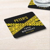 Polizei Geburtstag mit gelben Kriminalitätsbändern Rechteckiger Pappuntersetzer (angewinkelt)