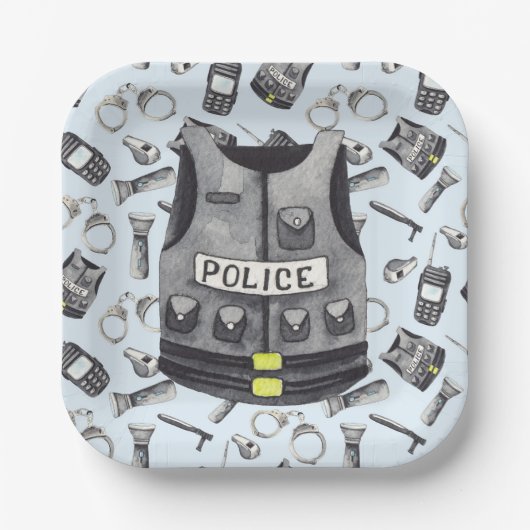 Polizei Geburtstag Pappteller (Vorderseite)