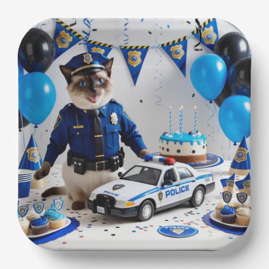 Polizei Geburtstag Pappteller (Vorderseite)