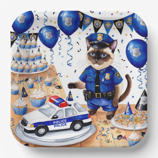 Polizei Geburtstag Pappteller (Vorderseite)