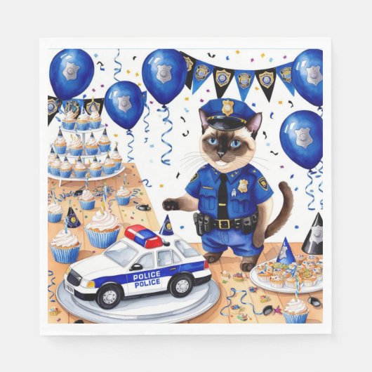 Polizei Geburtstag Serviette (Vorderseite)