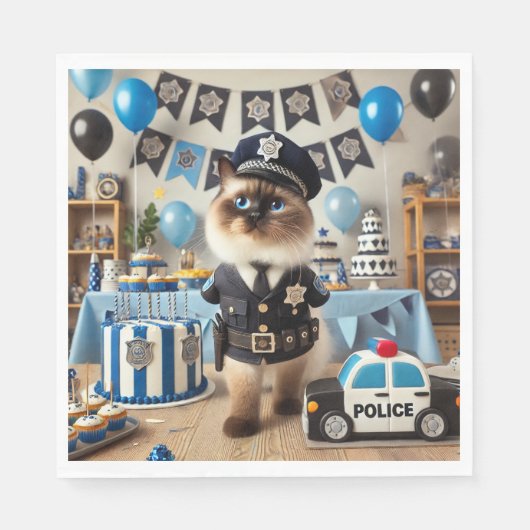 Polizei Geburtstag Serviette (Vorderseite)