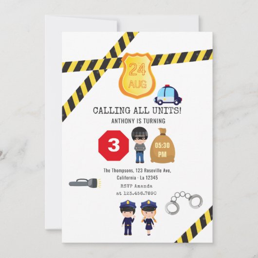 Polizei-Geburtstagspartei Einladung (Vorderseite)