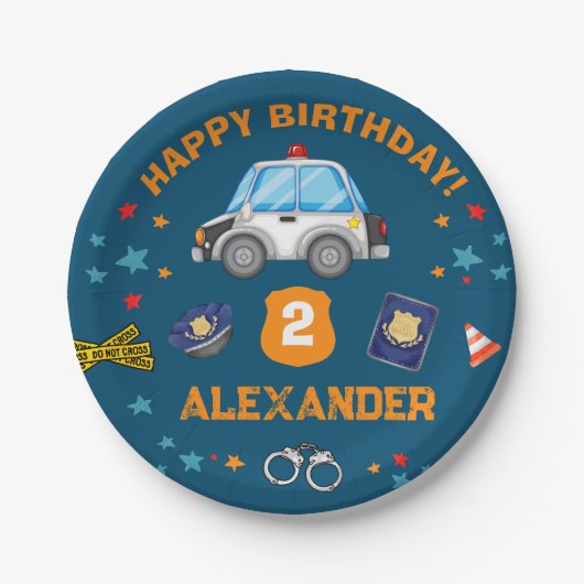 Polizei Geburtstagsparty Happy Birthday Pappteller (Vorderseite)