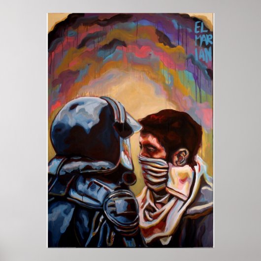 Polizei gegen Demonstranten Poster (Vorne)