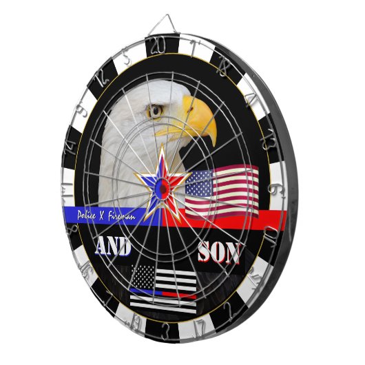 Polizei gegen Fireman & Thin Red / Blue Line, Flag Dartscheibe (Vorderseite rechts)