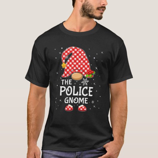 Polizei Gnome Matching Family Christmas Pajama Lig T-Shirt (Vorderseite)