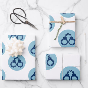 Polizei Handschellen Geschenkpapier   Dünne blaue  Set
