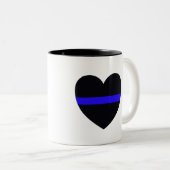 Polizei-Herz verdünnen Blue Line Zweifarbige Tasse (VorderseiteRechts)