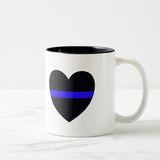 Polizei-Herz verdünnen Blue Line Zweifarbige Tasse (Rechts)