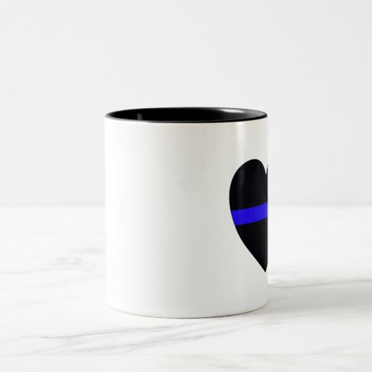 Polizei-Herz verdünnen Blue Line Zweifarbige Tasse (Mittel)