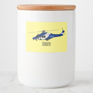Polizei-Hubschrauber Cartoon-Illustration Lebensmitteletikett