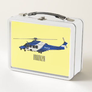 Polizei-Hubschrauber Cartoon-Illustration  Metall Brotdose