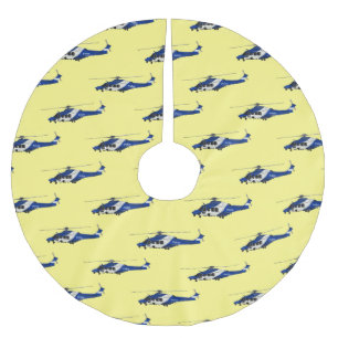 Polizei-Hubschrauber Cartoon-Illustration Polyester Weihnachtsbaumdecke