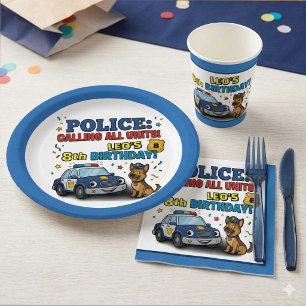 Polizei-Hund ruft alle Einheiten Junge Geburtstag Pappteller