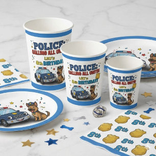 Polizei-Hund ruft alle Einheiten Jungen Geburtstag Pappbecher