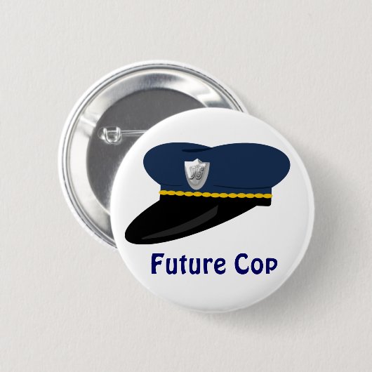 Polizei-Hut-zukünftiges Button (Vorne & Hinten)