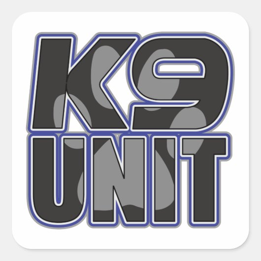 Polizei-K9-Einheit Paw-Druck Quadratischer Aufkleber (Vorderseite)
