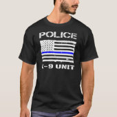 Polizei K9 Einheit Thin Blue Line Flag K-9 Handler T-Shirt (Vorderseite)
