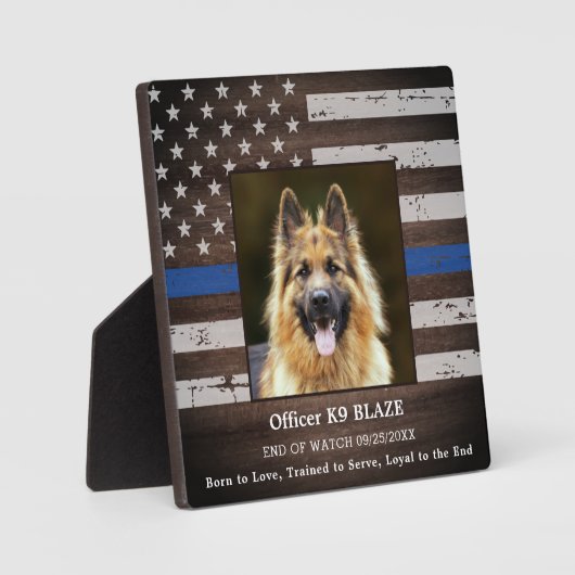 Polizei K9 Memorial Fallen Officer Polizei Dog Fotoplatte (Vorderseite)