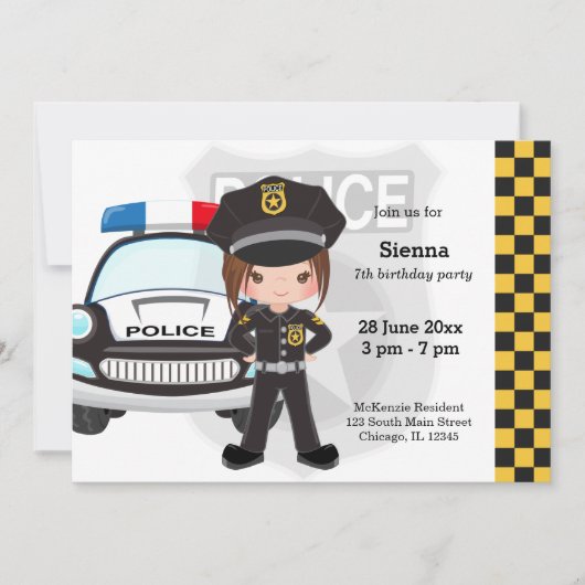 Polizei Kinderparty Einladung (Vorderseite)