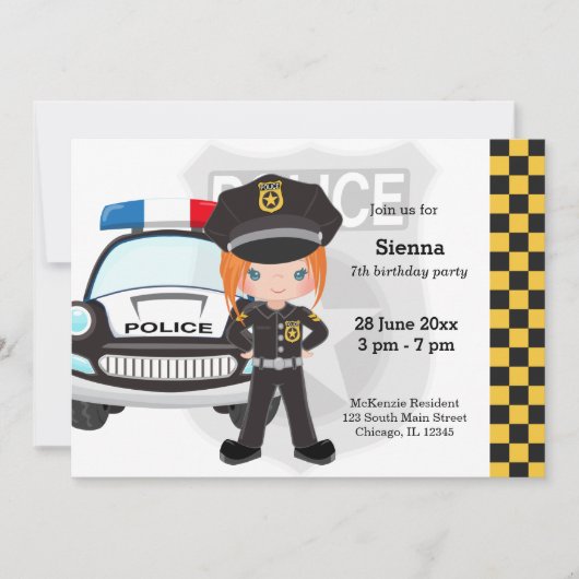 Polizei Kinderparty Einladung (Vorderseite)