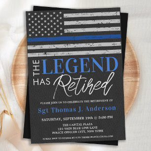 Polizei-Legende-Ruhestand Thin Blue Line Flagge Pa Einladung