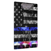 Polizei leuchtet dünne blaue Flagge Klemmbrett (Rechts)