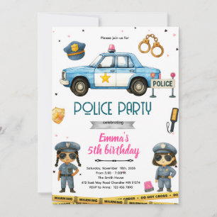 Polizei-Mädchen-Party-Themen-Einladung Einladung